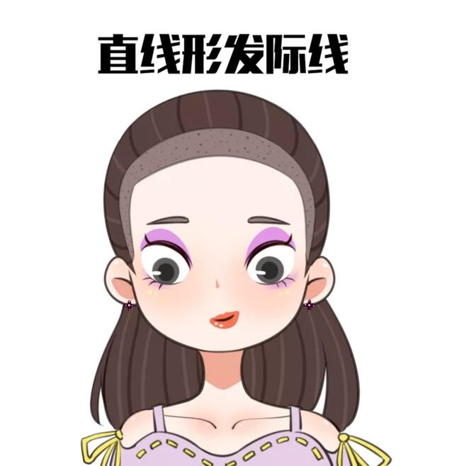 長形臉適配低位平直髮際線示意圖